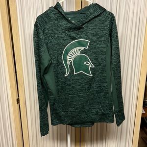 Michigan State Spartans hoodie, green. Size Medium